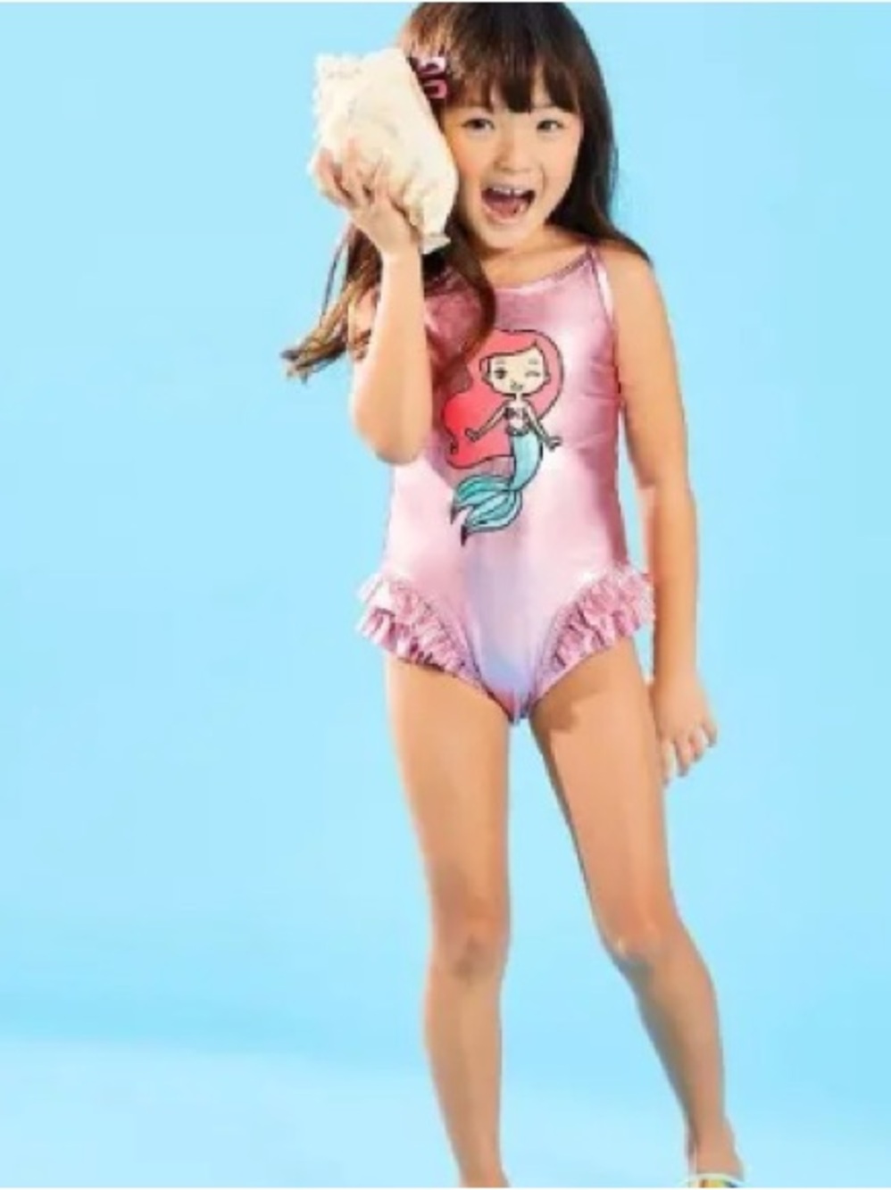 DISNEY Girls : Metallic pink one-piece with ruffles Trim | 3T